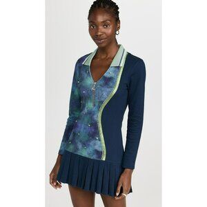 Ahluwalia Pleated Shakti Dress Midnight Blue Green Rhinestone Sporty Preppy 6